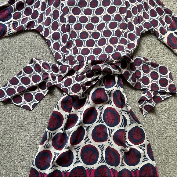 Anthropologie Maeve Circle Print Silk Dress with Ties - Picture 6 of 9